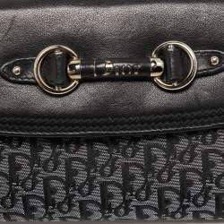 Pre Owned Dior Black/Silver Oblique Canvas and Leather Clutch
