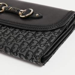 Pre Owned Dior Black/Silver Oblique Canvas and Leather Clutch