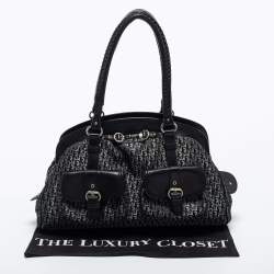 Pre Owned Dior Black Oblique Fabric and Leather Detective Frame Satchel