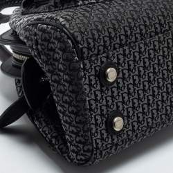 Pre Owned Dior Black Oblique Fabric and Leather Detective Frame Satchel