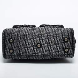 Pre Owned Dior Black Oblique Fabric and Leather Detective Frame Satchel