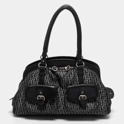 Pre Owned Dior Black Oblique Fabric and Leather Detective Frame Satchel