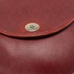 Pre Owned Dior Red Coated Honeycomb Canvas and Leather Crossbody Bag