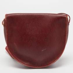 Pre Owned Dior Red Coated Honeycomb Canvas and Leather Crossbody Bag