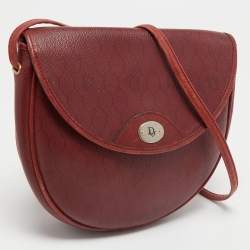 Pre Owned Dior Red Coated Honeycomb Canvas and Leather Crossbody Bag