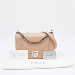Pre Owned Dior Beige Leather Medium Diorama Shoulder Bag