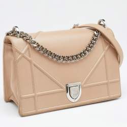 Pre Owned Dior Beige Leather Medium Diorama Shoulder Bag