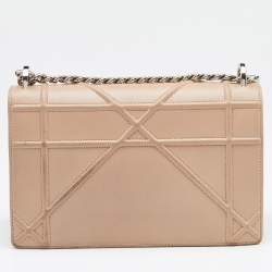 Pre Owned Dior Beige Leather Medium Diorama Shoulder Bag