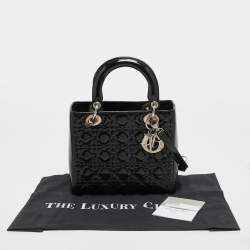 Pre Owned Dior Black Patent Leather Medium Lady Dior Tote