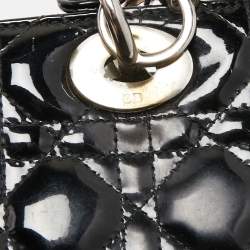 Pre Owned Dior Black Patent Leather Medium Lady Dior Tote