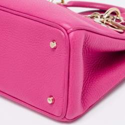 Pre Owned Dior Pink Grained Leather Mini Diorissimo Tote