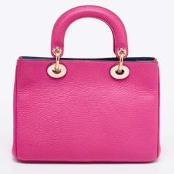Pre Owned Dior Pink Grained Leather Mini Diorissimo Tote
