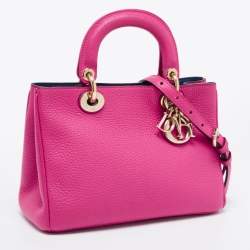 Pre Owned Dior Pink Grained Leather Mini Diorissimo Tote