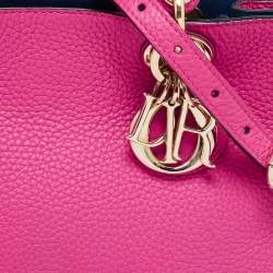 Pre Owned Dior Pink Grained Leather Mini Diorissimo Tote