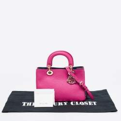 Pre Owned Dior Pink Grained Leather Mini Diorissimo Tote