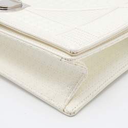 Pre Owned Dior White Microcannage Patent Leather Small Diorama Shoulder Bag
