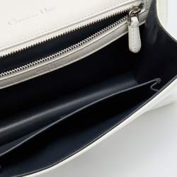 Pre Owned Dior White Microcannage Patent Leather Small Diorama Shoulder Bag