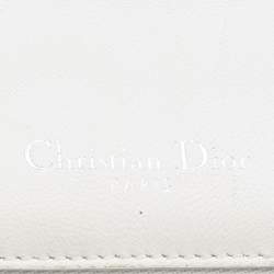 Pre Owned Dior White Microcannage Patent Leather Small Diorama Shoulder Bag