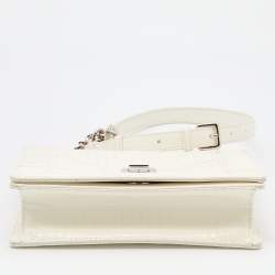 Pre Owned Dior White Microcannage Patent Leather Small Diorama Shoulder Bag