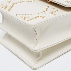 Pre Owned Dior White Studded Leather Diorama Crossbody Bag
