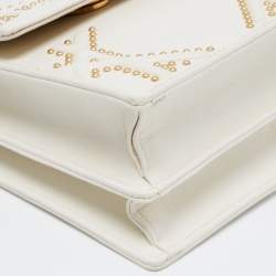 Pre Owned Dior White Studded Leather Diorama Crossbody Bag