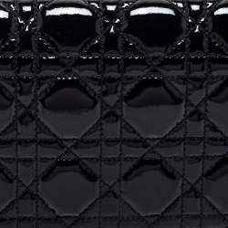 Pre Owned Dior Black Cannage Patent Leather Lady Dior Chain Clutch