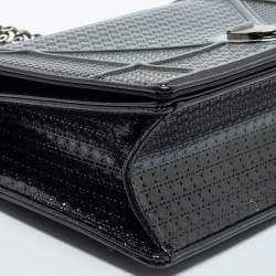 Pre Owned Dior Grey Patent Leather Medium Diorama Shoulder Bag
