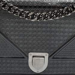 Pre Owned Dior Grey Patent Leather Medium Diorama Shoulder Bag