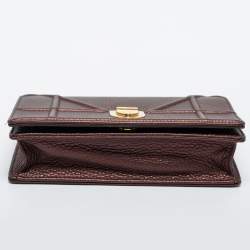 Pre Owned Dior Bronze Leather Diorama Top Handle Bag
