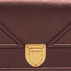 Pre Owned Dior Bronze Leather Diorama Top Handle Bag