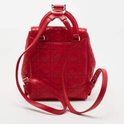 Pre Owned Dior Red Cannage Quilted Leather Small Stardust Backpack