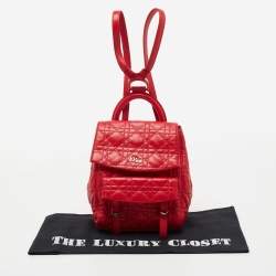 Pre Owned Dior Red Cannage Quilted Leather Small Stardust Backpack