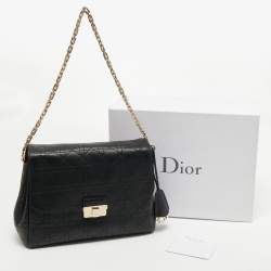 Pre Owned Dior Black Cannage Leather Large Diorling Shoulder Bag