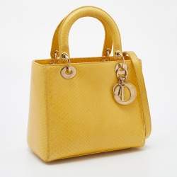 Dior Yellow Python Medium Lady Dior Tote