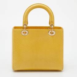 Dior Yellow Python Medium Lady Dior Tote