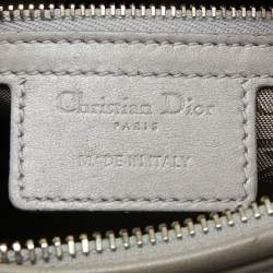 Pre Owned Dior Grey Cannage Leather Medium Lady Dior Tote