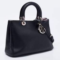 Pre Owned Dior Black Leather Medium Diorissimo Shopper Tote