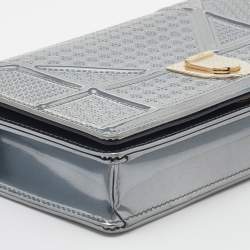 Dior Silver Micro Cannage Leather Diorama Wallet On Chain