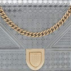 Dior Silver Micro Cannage Leather Diorama Wallet On Chain