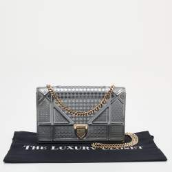 Dior Silver Micro Cannage Leather Diorama Wallet On Chain