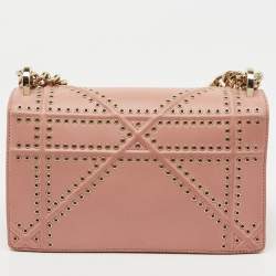 Pre Owned Dior Pink Studded Leather Small Diorama Shoulder Bag