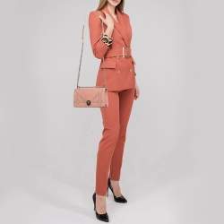 Pre Owned Dior Pink Studded Leather Small Diorama Shoulder Bag