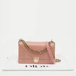 Pre Owned Dior Pink Studded Leather Small Diorama Shoulder Bag
