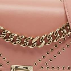 Pre Owned Dior Pink Studded Leather Small Diorama Shoulder Bag