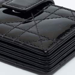 Pre Owned Dior Black Cannage Patent Leather Lady Dior 5 Gusset Card Holder