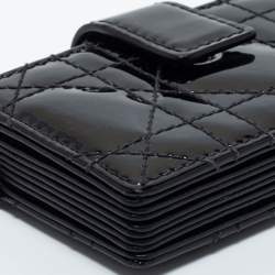 Pre Owned Dior Black Cannage Patent Leather Lady Dior 5 Gusset Card Holder