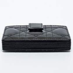 Pre Owned Dior Black Cannage Patent Leather Lady Dior 5 Gusset Card Holder