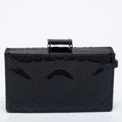 Pre Owned Dior Black Cannage Patent Leather Lady Dior 5 Gusset Card Holder