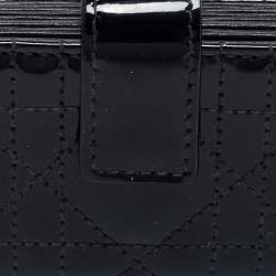 Pre Owned Dior Black Cannage Patent Leather Lady Dior 5 Gusset Card Holder