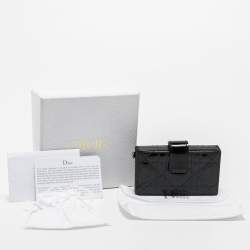 Pre Owned Dior Black Cannage Patent Leather Lady Dior 5 Gusset Card Holder